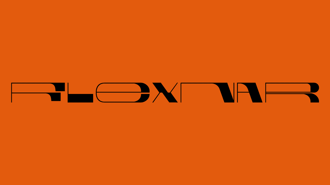 Flexnar typeface, black on orange background