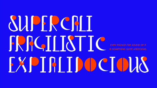 custom type design in bright blue, orange and white