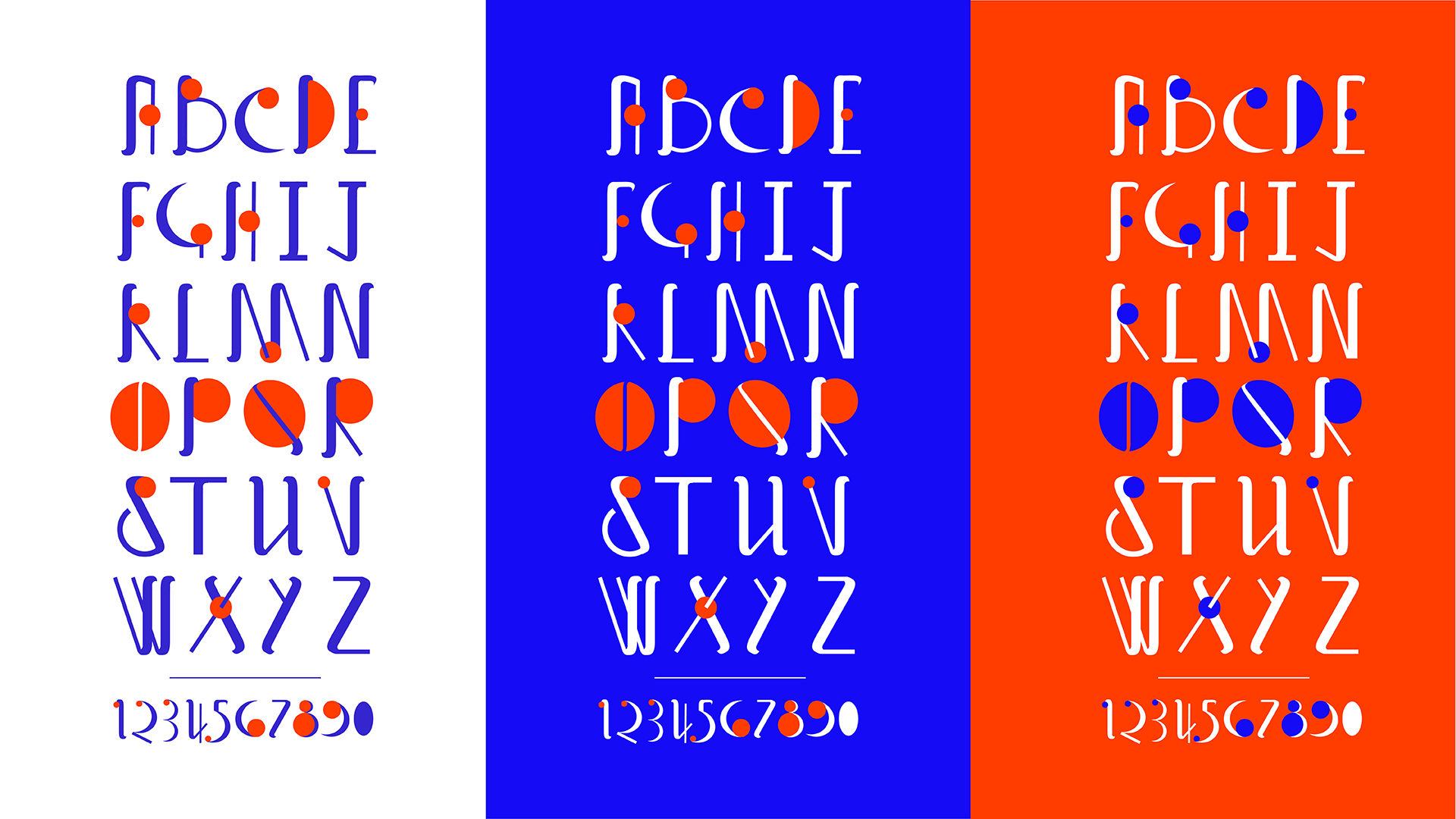 custom type design in bright blue, orange and white