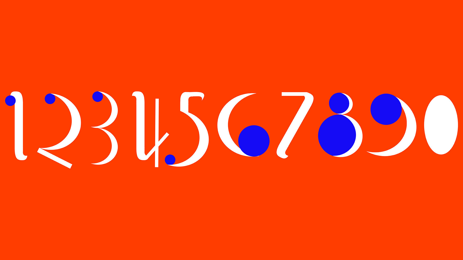 custom numericals in bright blue, orange and white