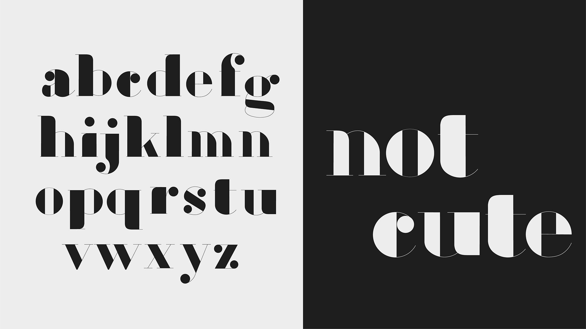 custom serif typeface in black and white