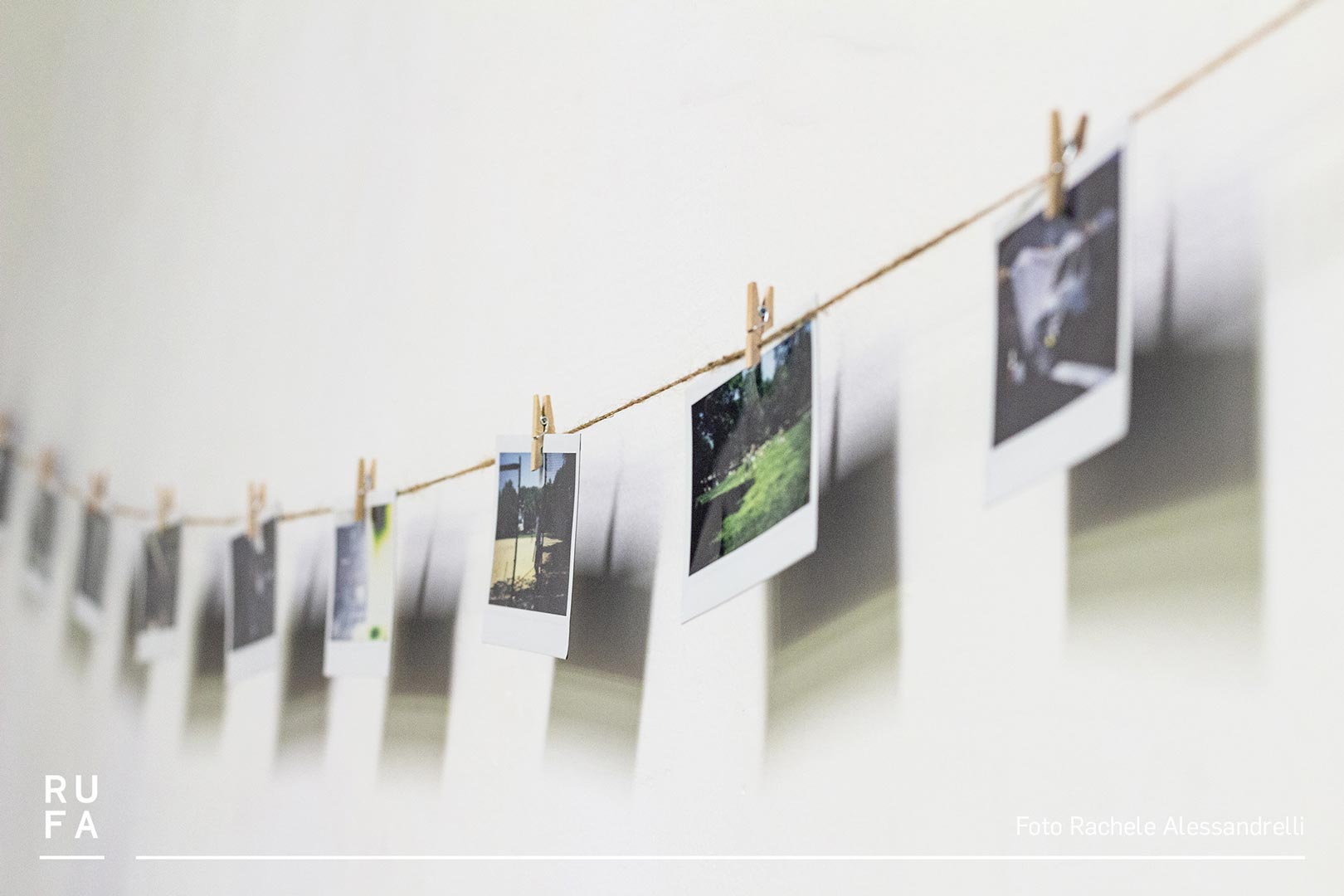 polaroids hung on a string