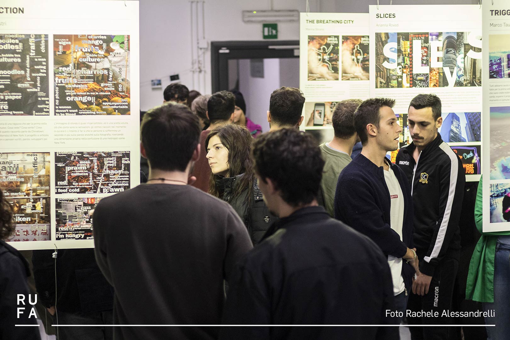 people looking at work in a gallery