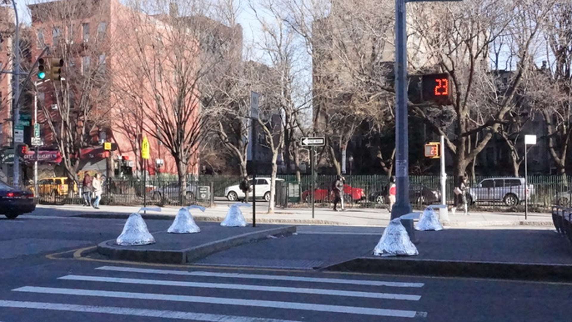 4 giant hersey kiss scultures outdoors on the street