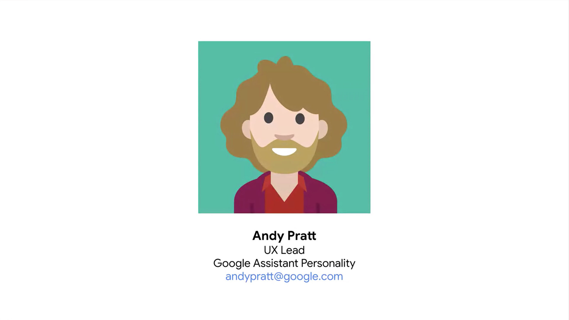 friendly graphic illustration and short bio of Andy Pratt