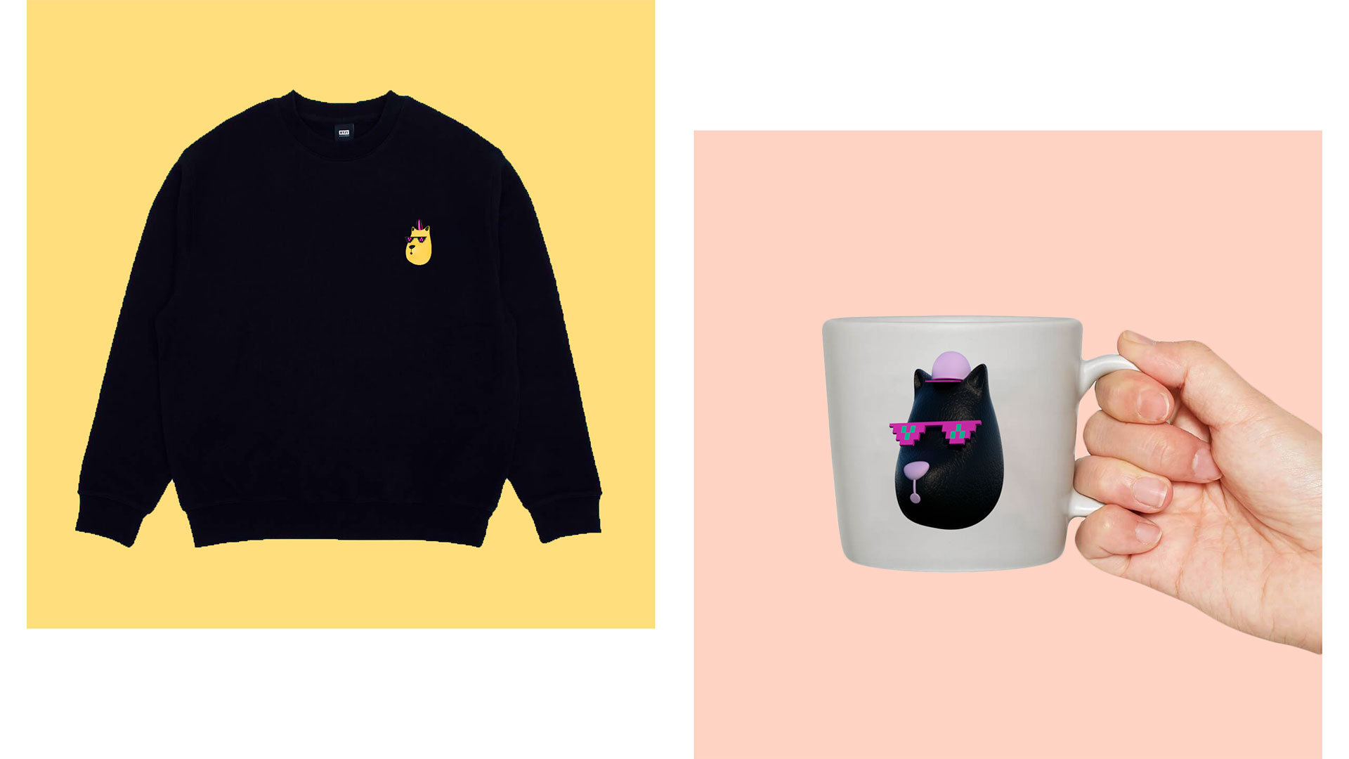 Murmur branding, sweatshirt and mug