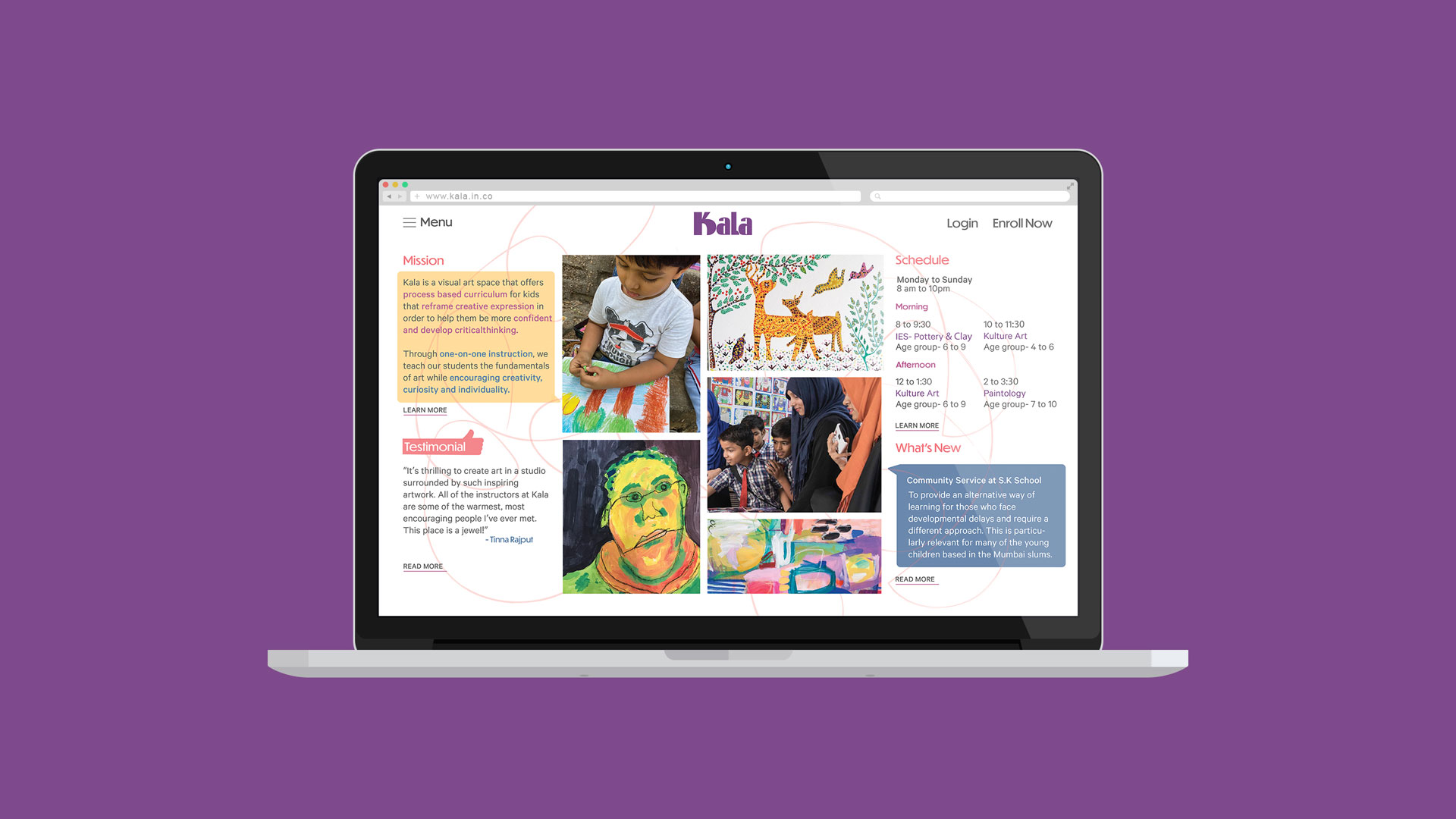 Kala website design