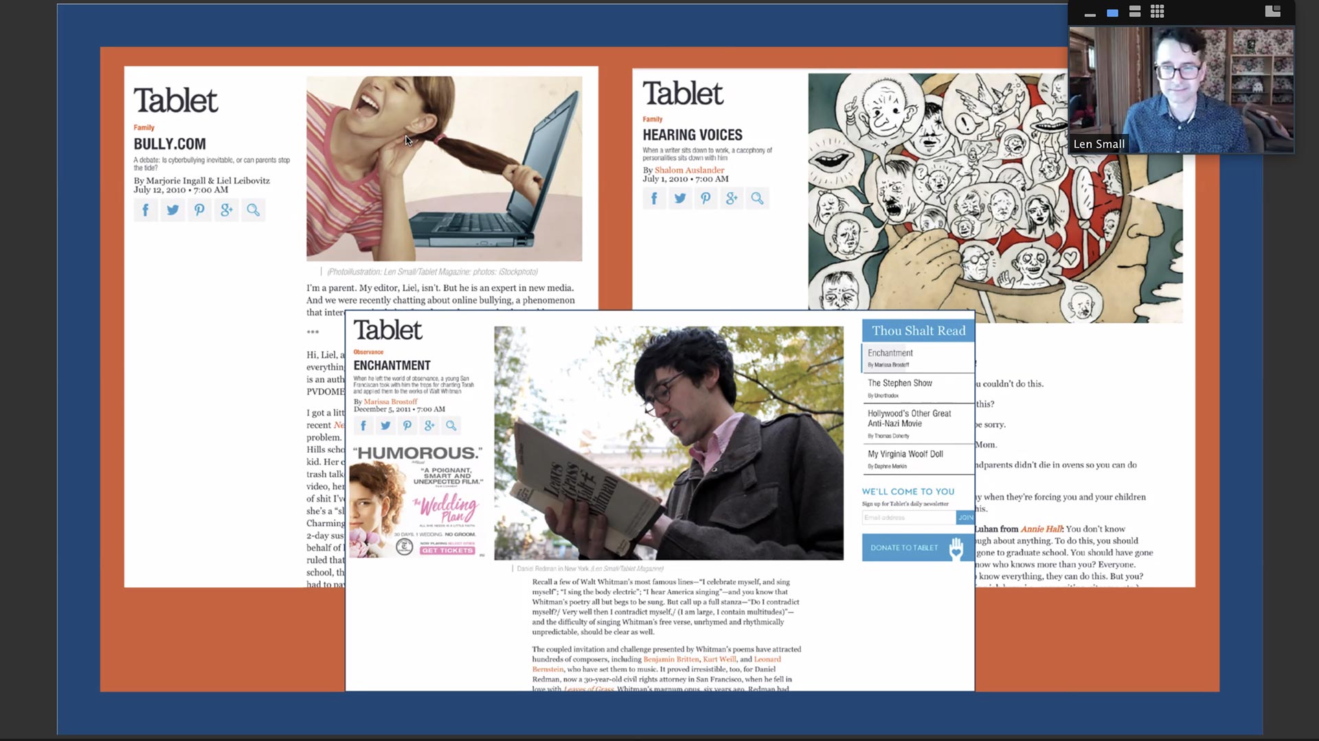 Tablet Magazine spreads from zoom talk