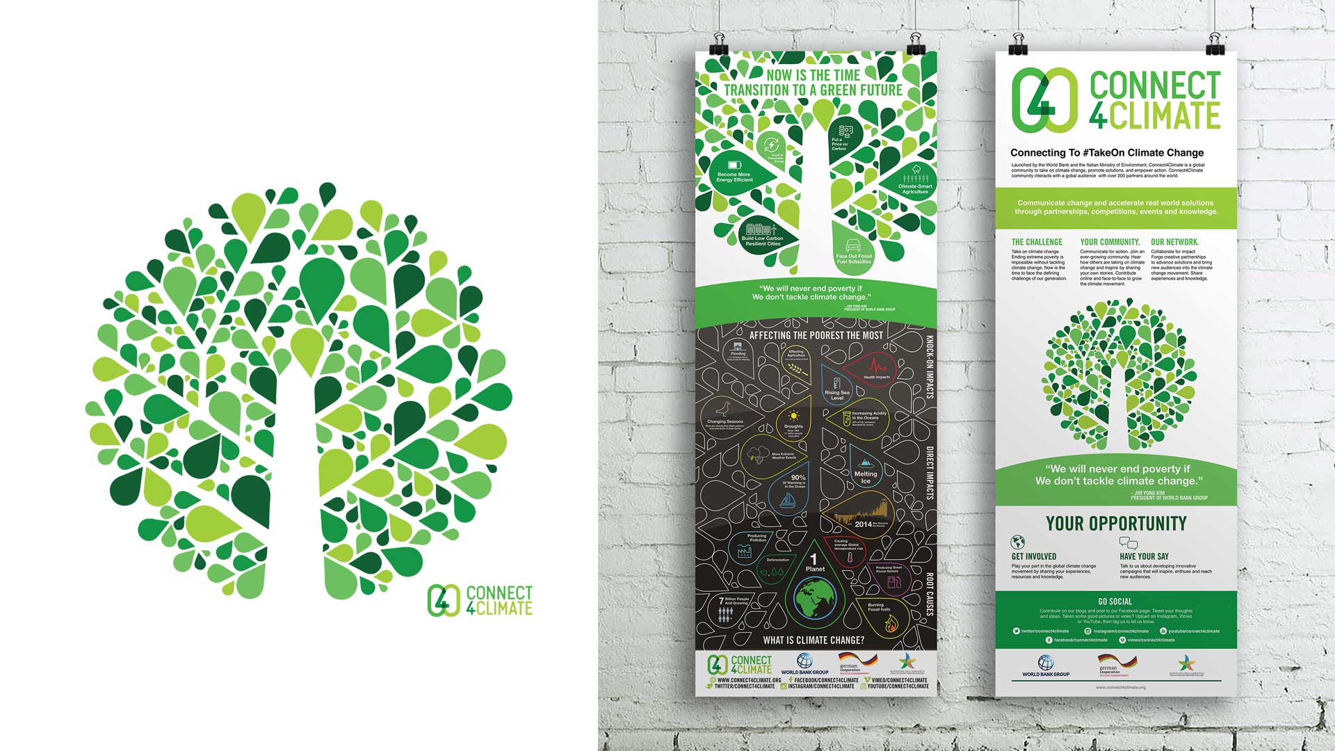 Maryam Allee Connect 4 Climate logo and branding with tree logo