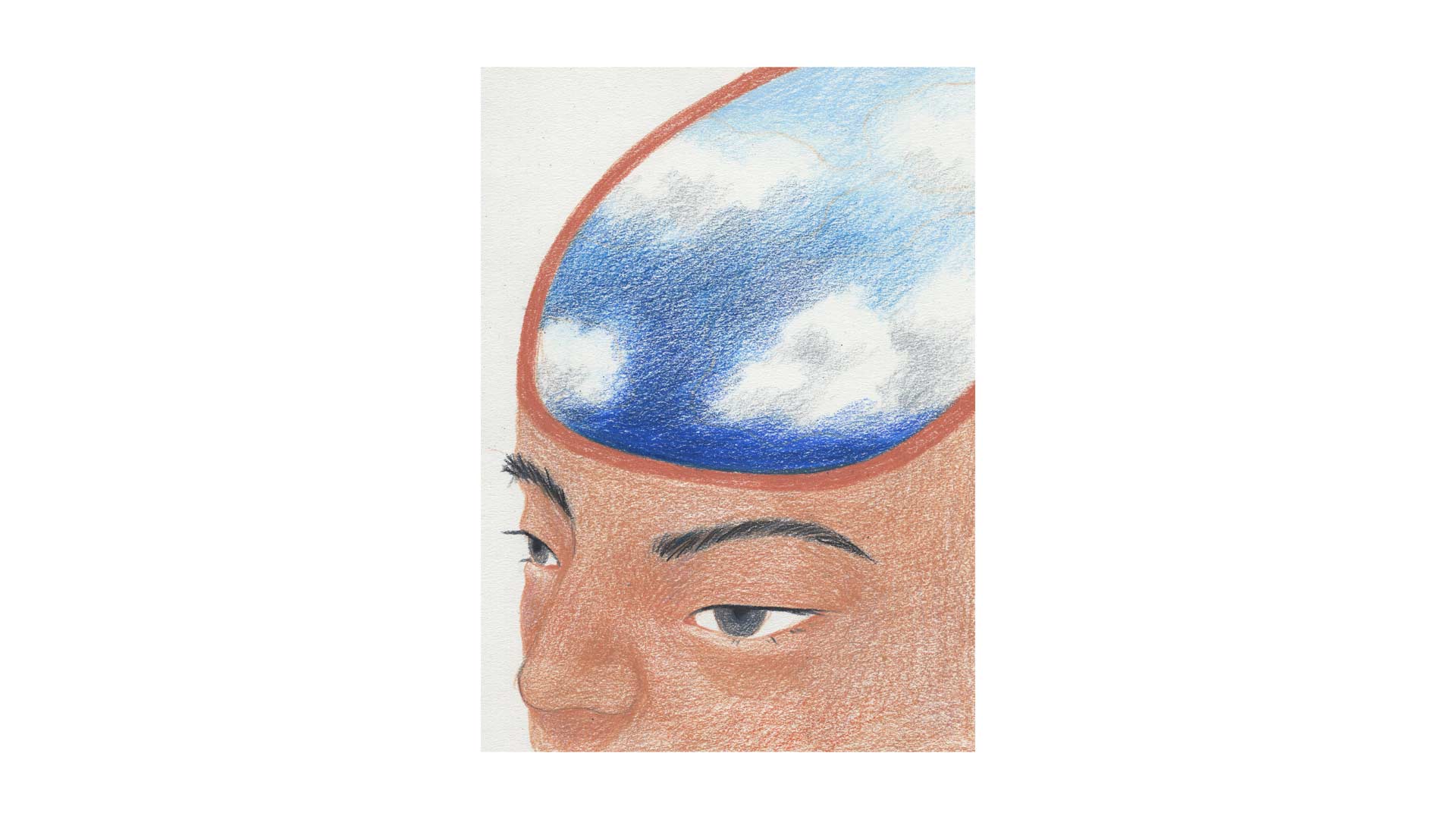 illustration by Jiayue Li human head with sky inside head