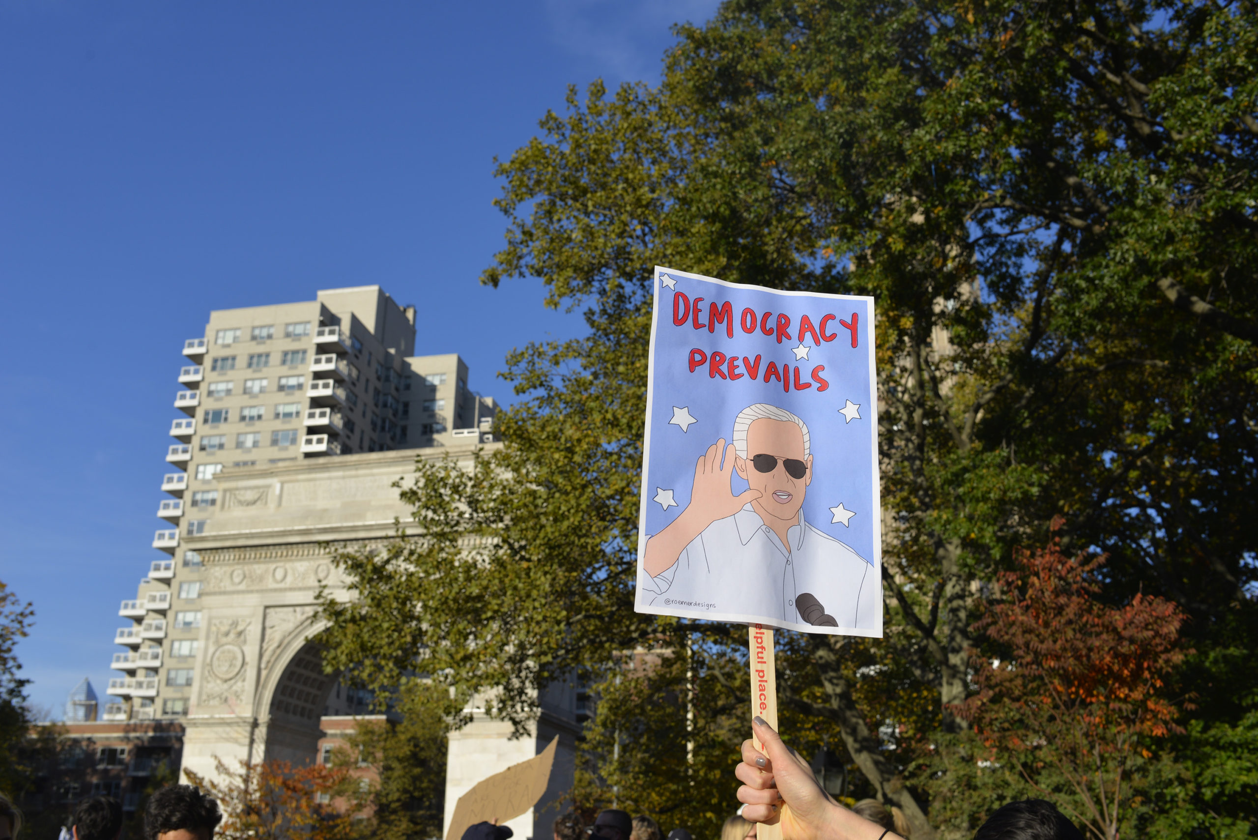 Joe Biden poster on a stick