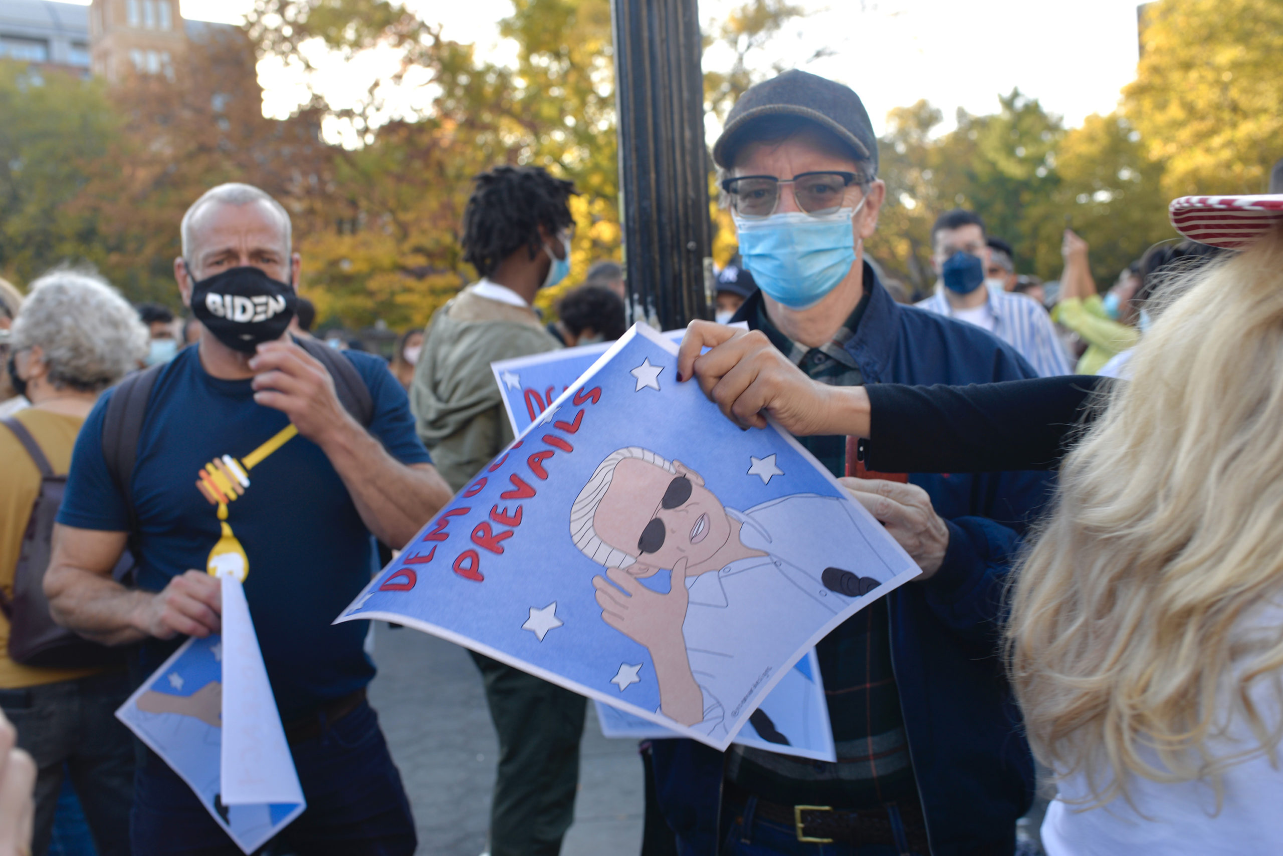 Handing out Joe Biden poster