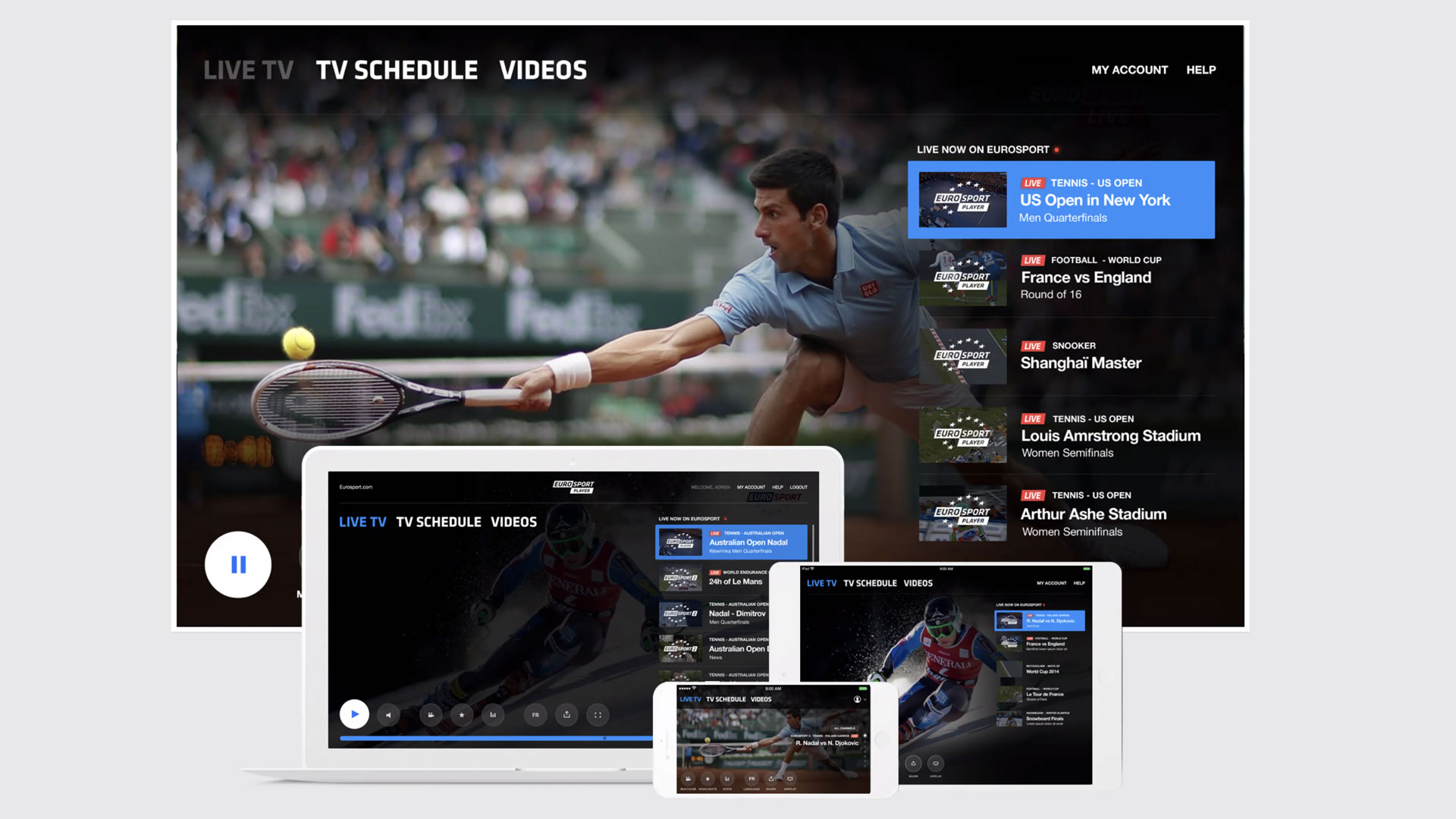 website homepage for Live TV