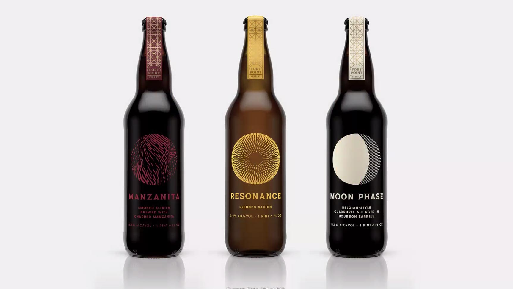 three brown bottles of beer against a white background