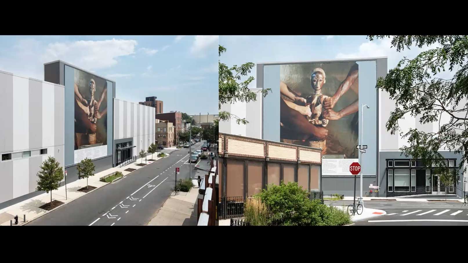 photo of an African idol as poster on buildings