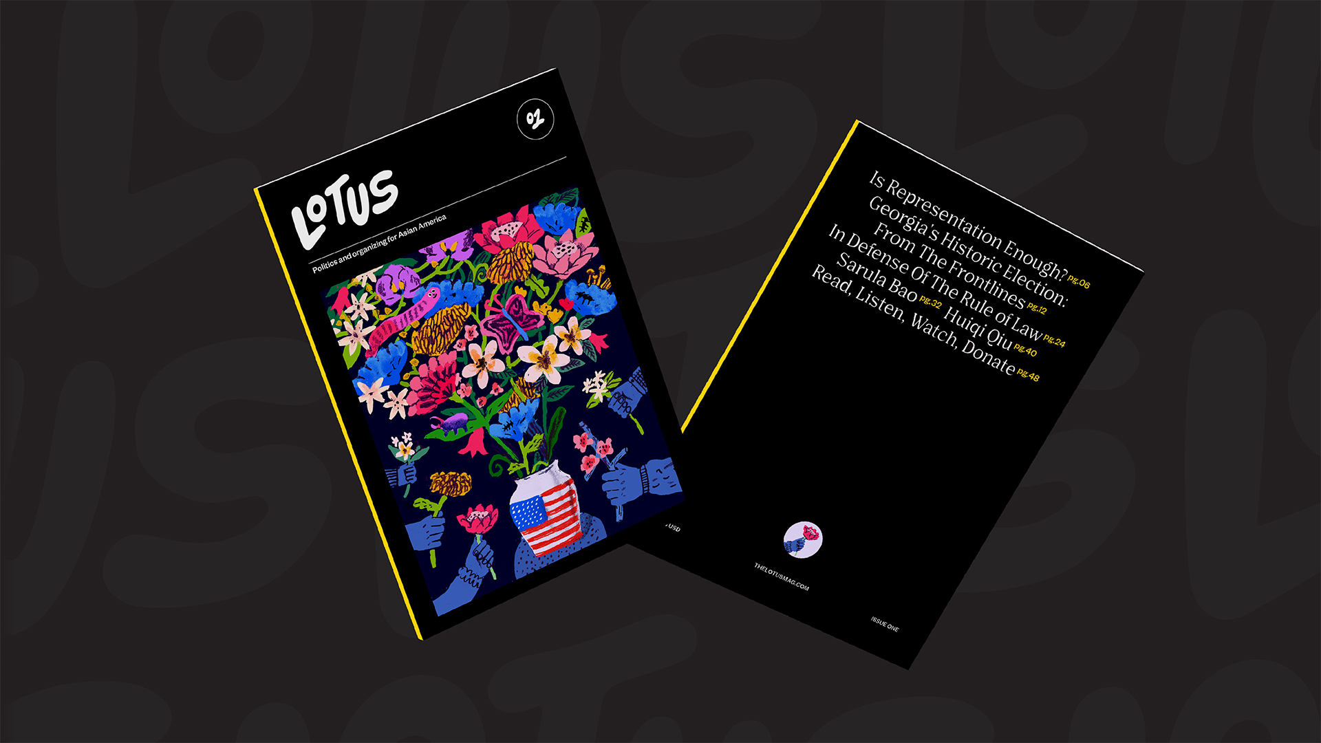 Lotus magazine cover and back mocked up