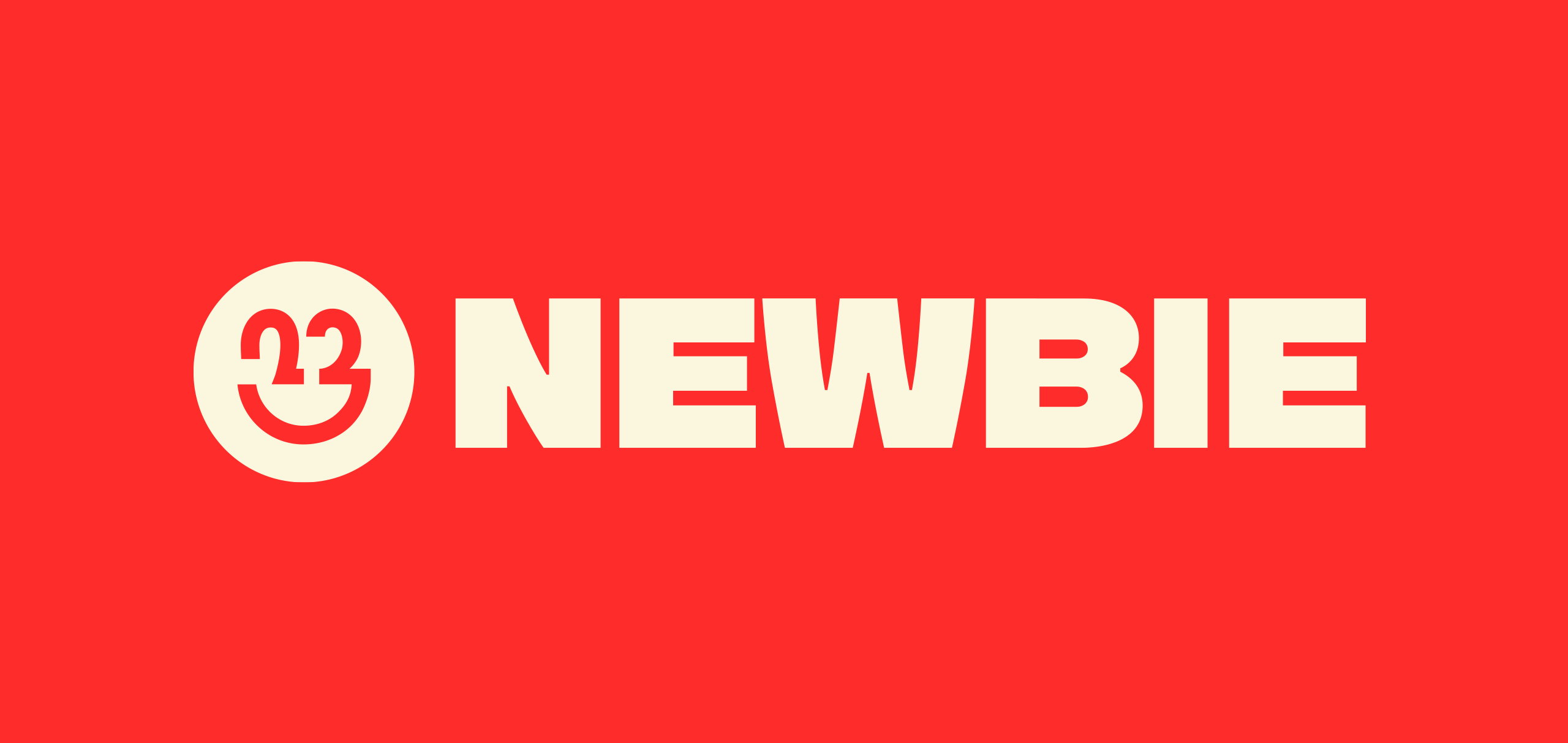 White Newbie logo on red background