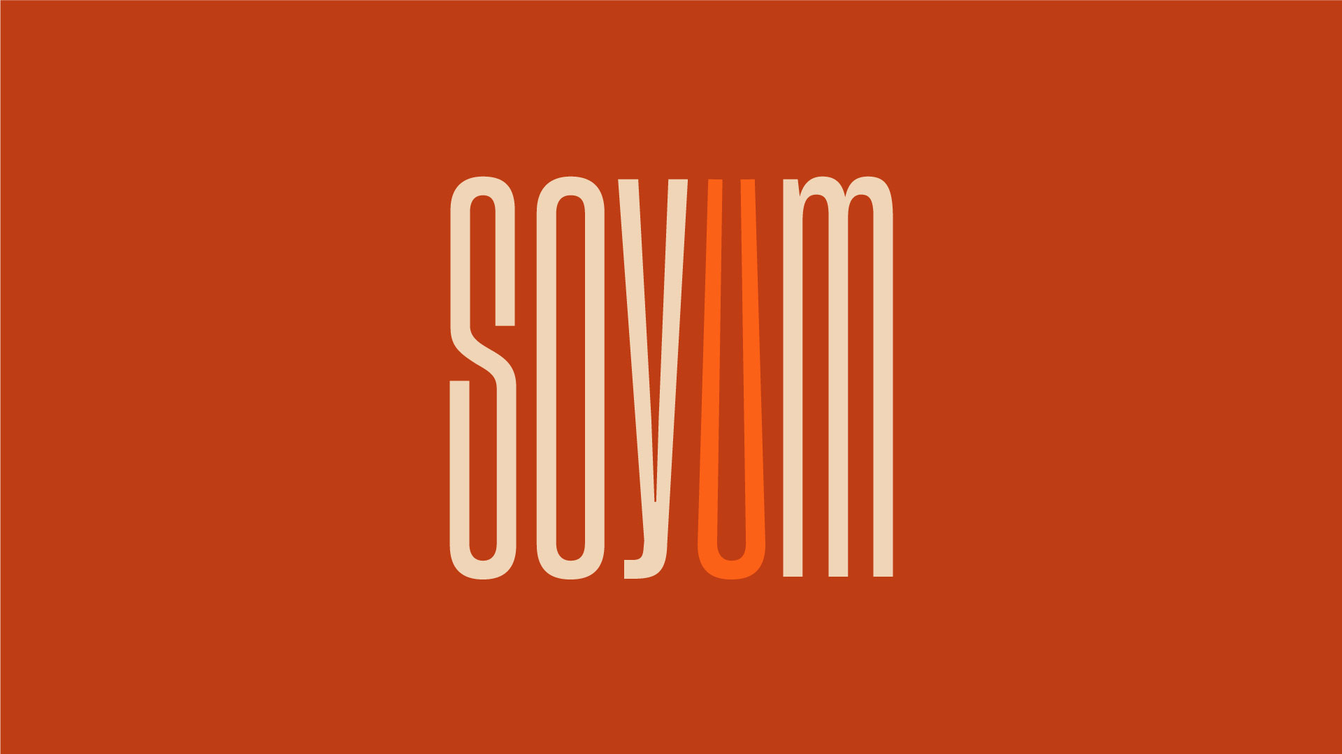Soyum logo centered against a red background