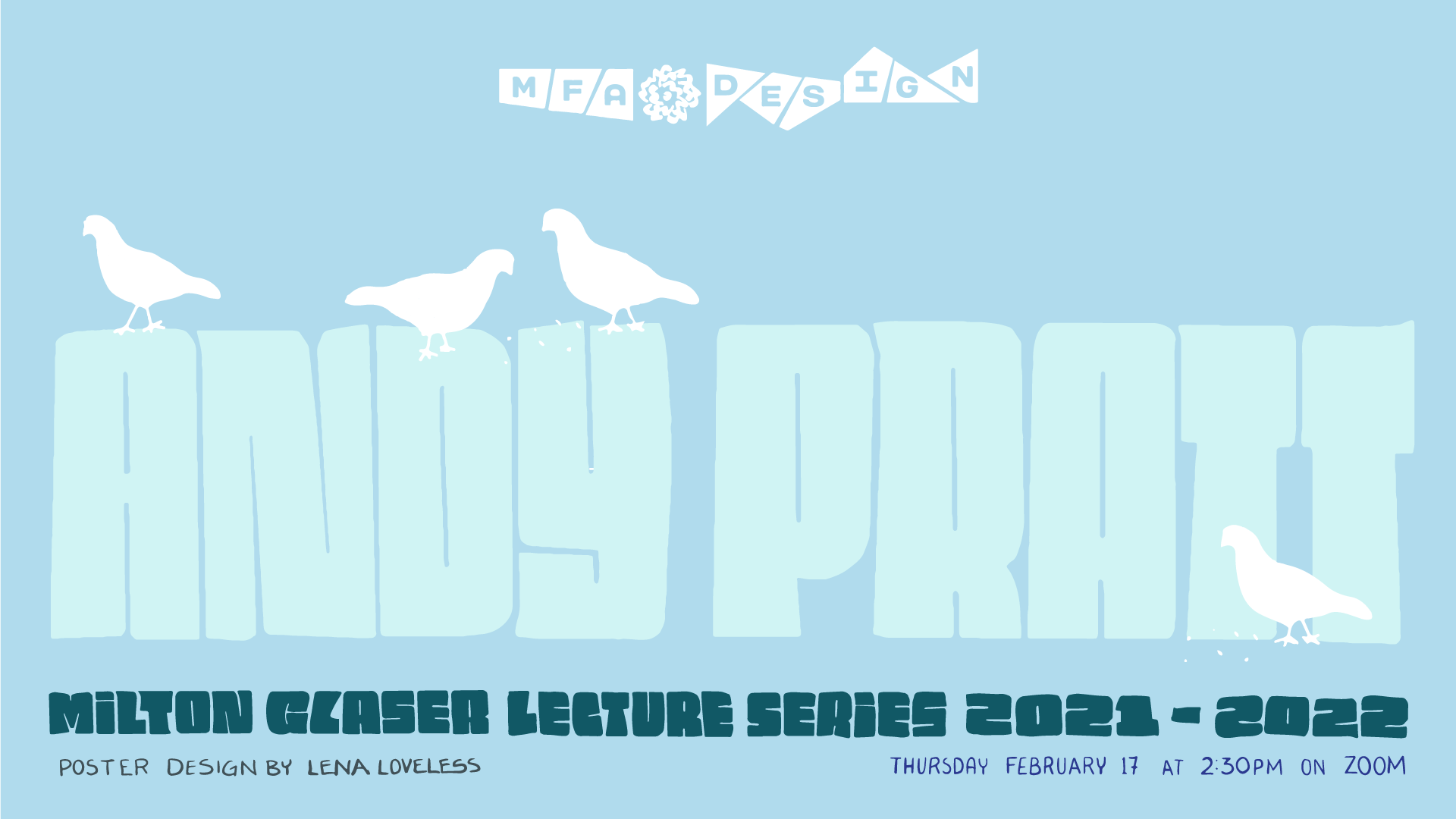 Andy Pratt lecture poster on February 17 at 2:30 PM