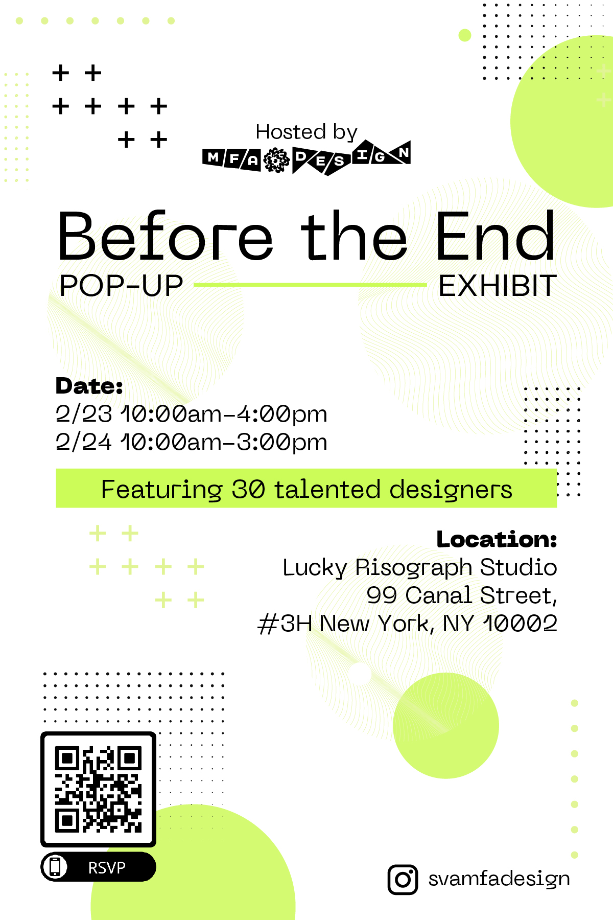 Event poster for Pop-up exhibition, from 23 to 24, 2022