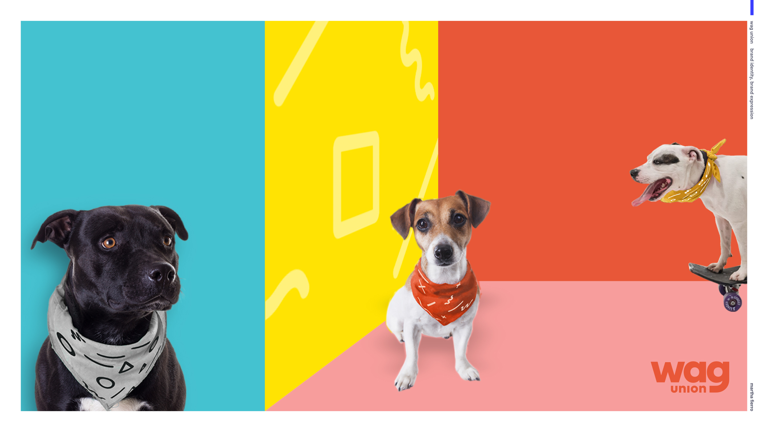 A colorful poster with dogs wearing scarfs.