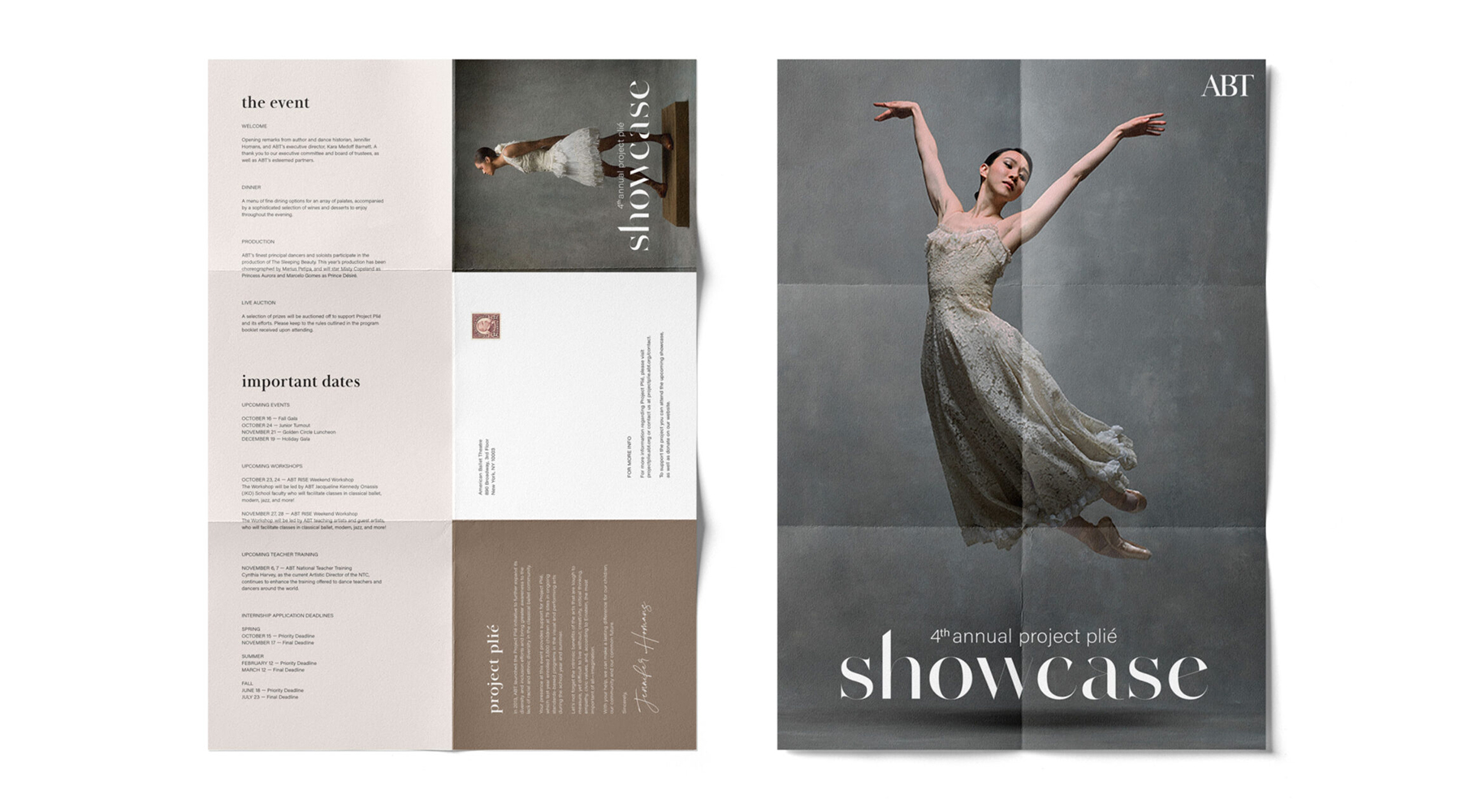 A wallpaper and a flyer with a ballerina performing. The text on the poster: showcase.