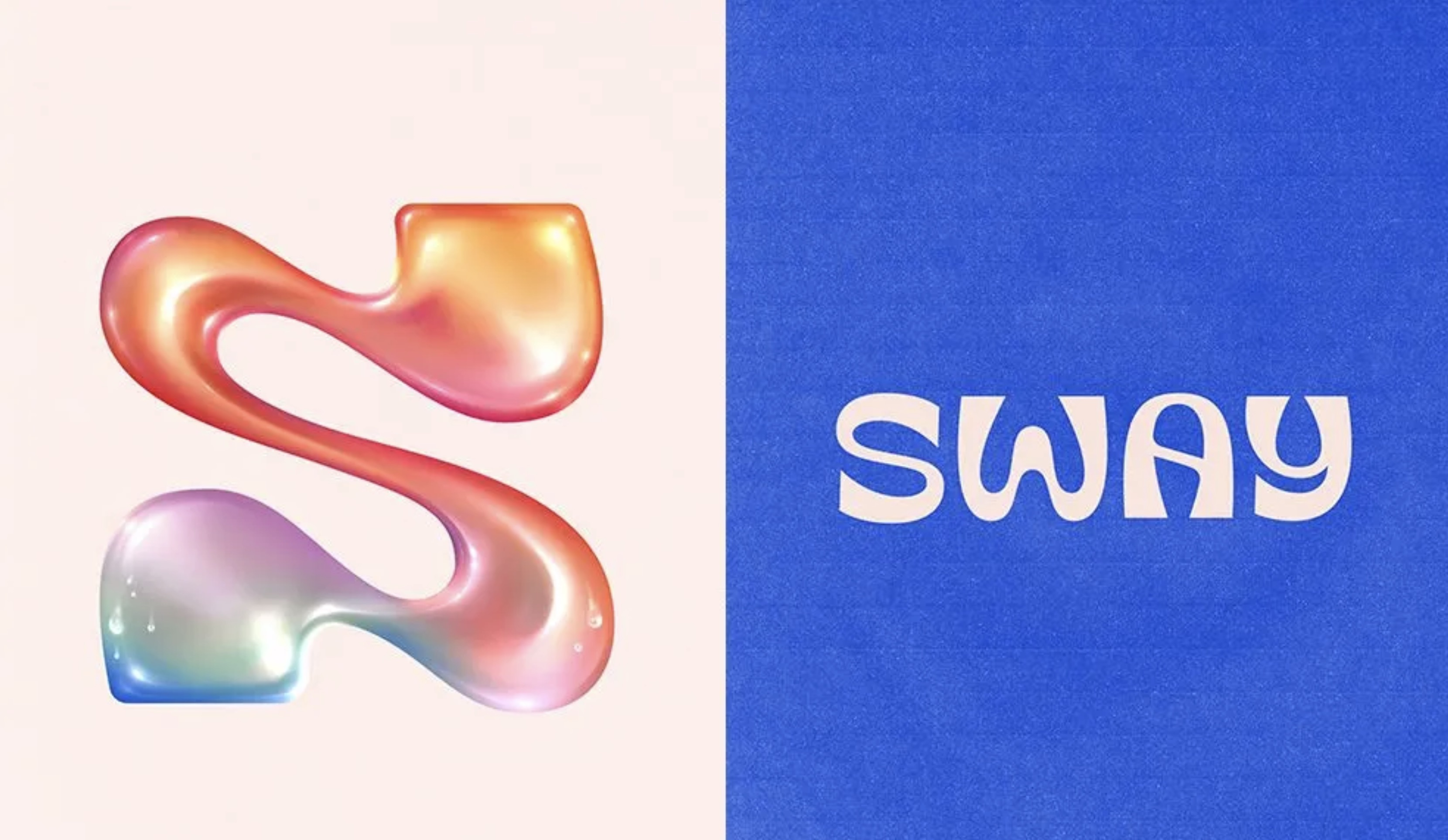 A logo of an S letter with a glassy tint and rainbow gradient. Near it there is the text SWAY.