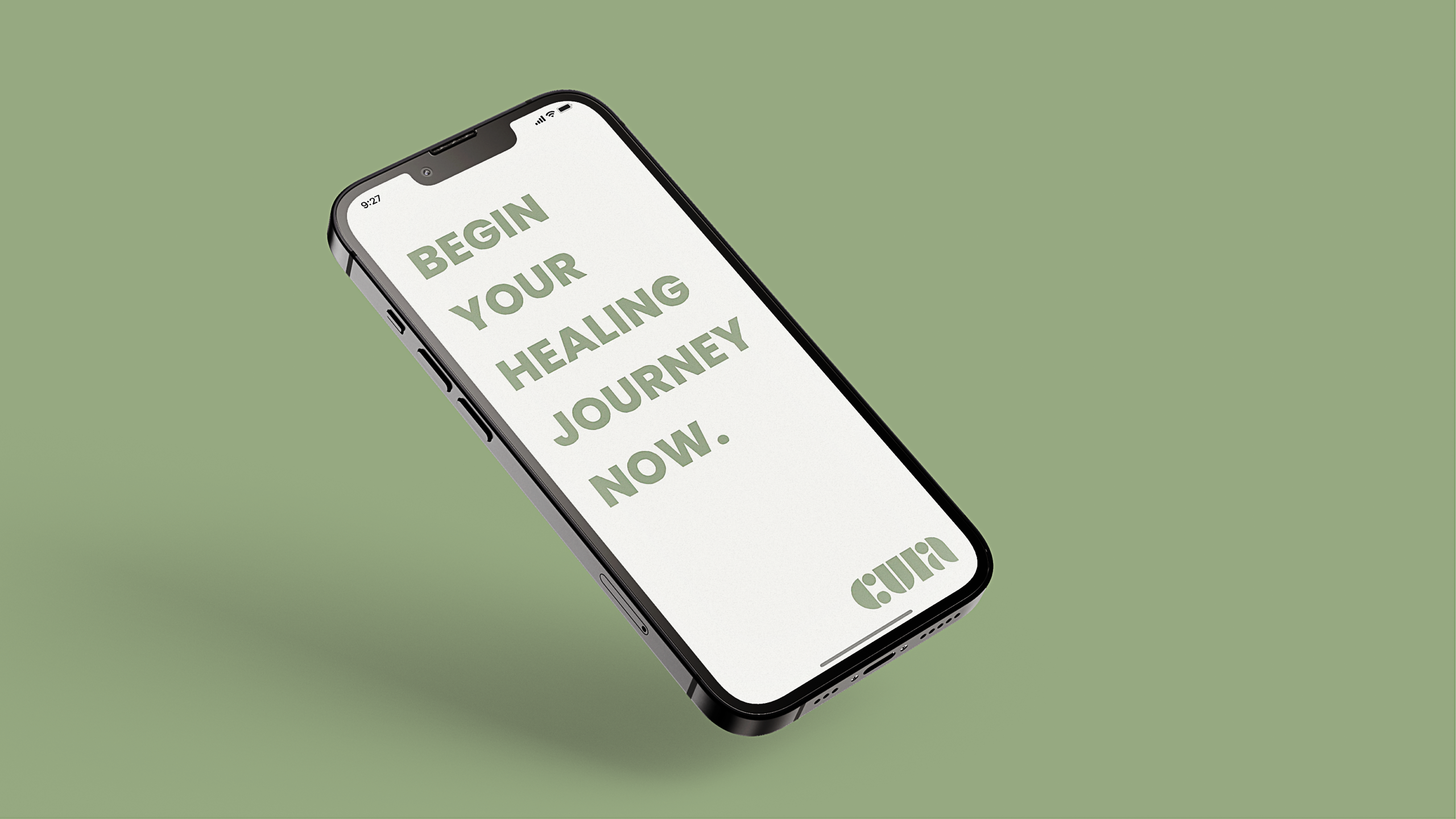 Iphone with the words Begin your healing journey now
