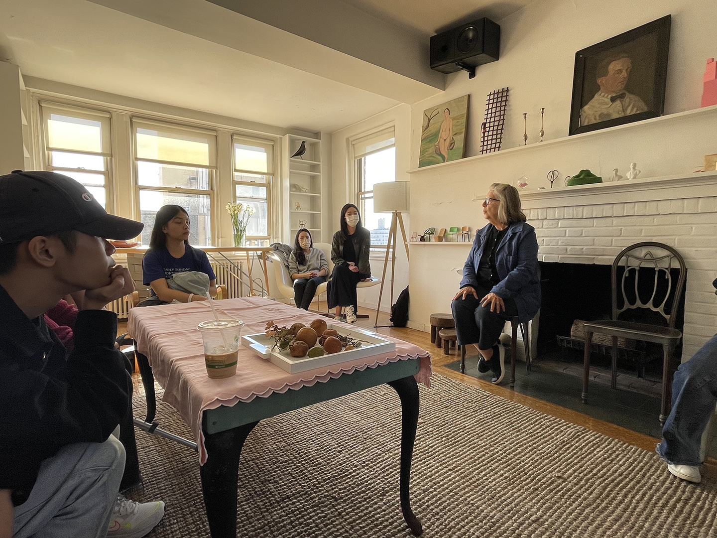 Students in discussion with Maira Kalman at her studio