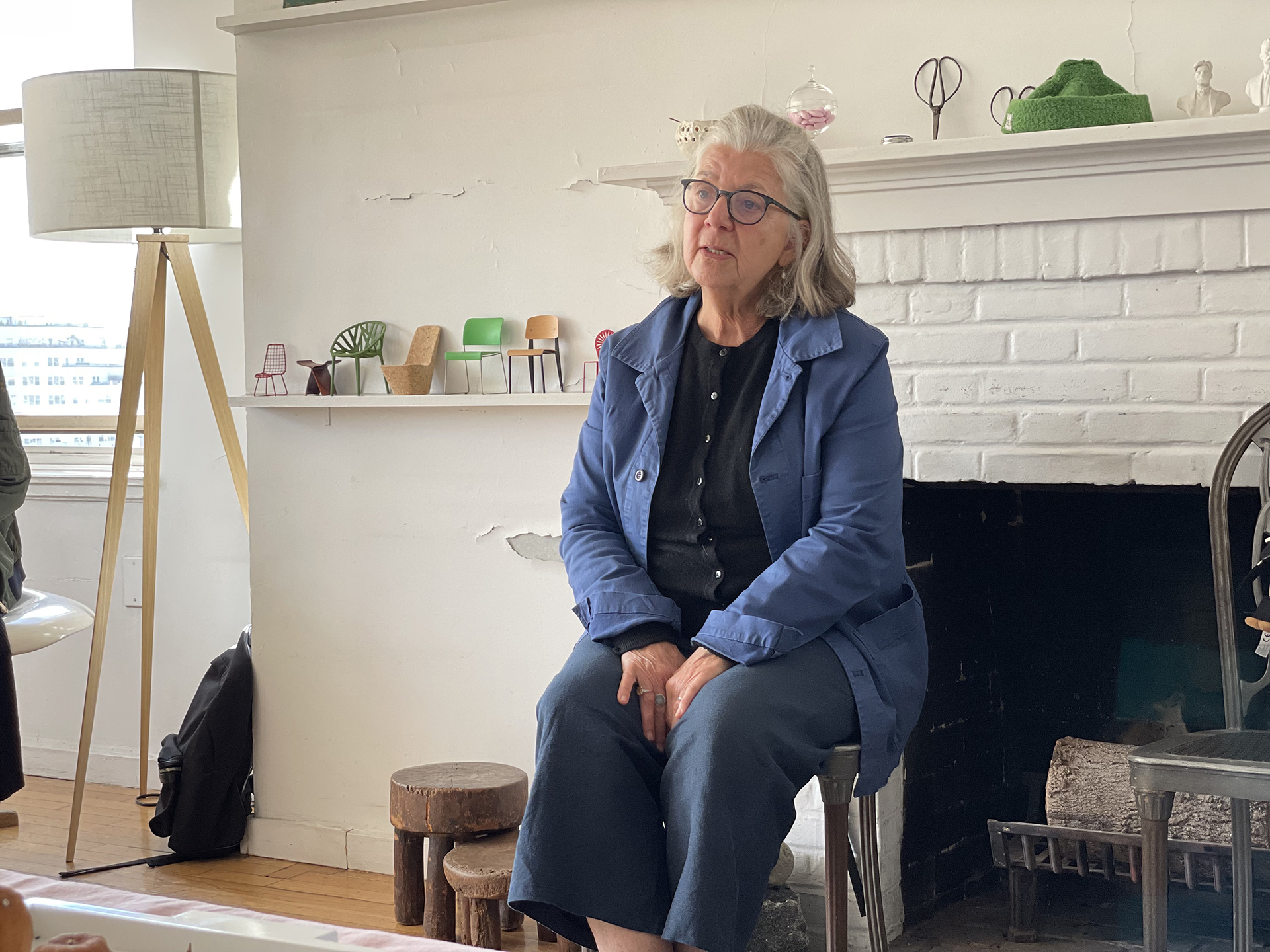 Students in discussion with Maira Kalman at her studio