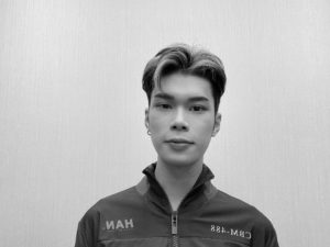 asian man in black and white photo
