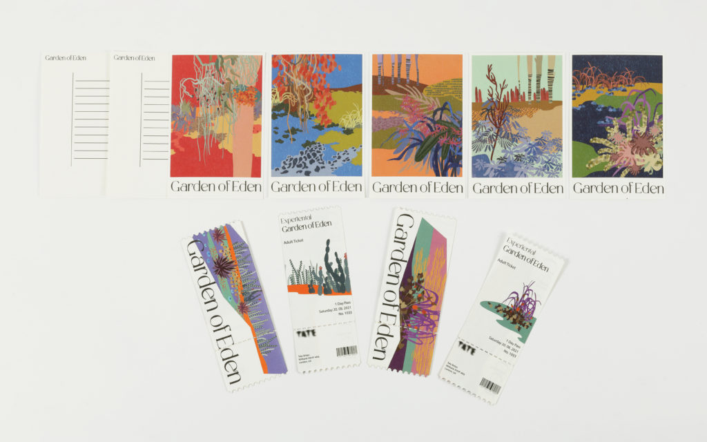 postcards and tickets for an exhibition