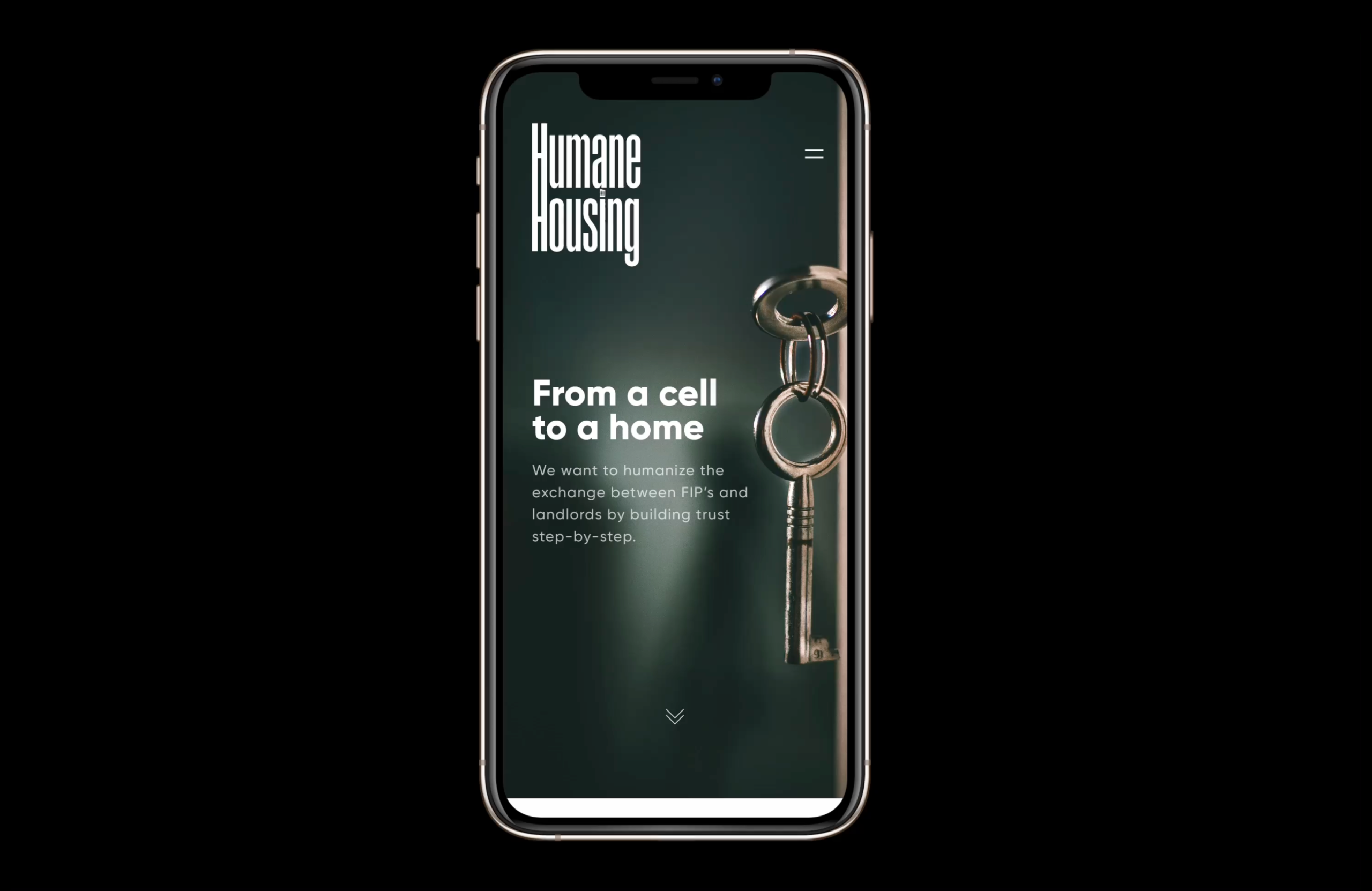 mobile interface with headline From a cell to a home.