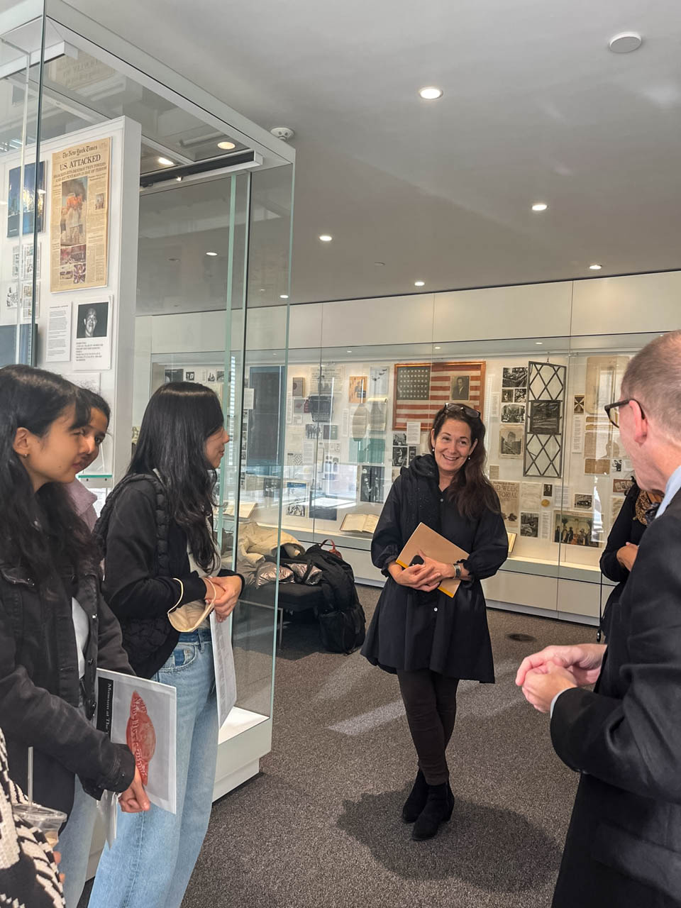 A group of students on a tour of the New York Times offices