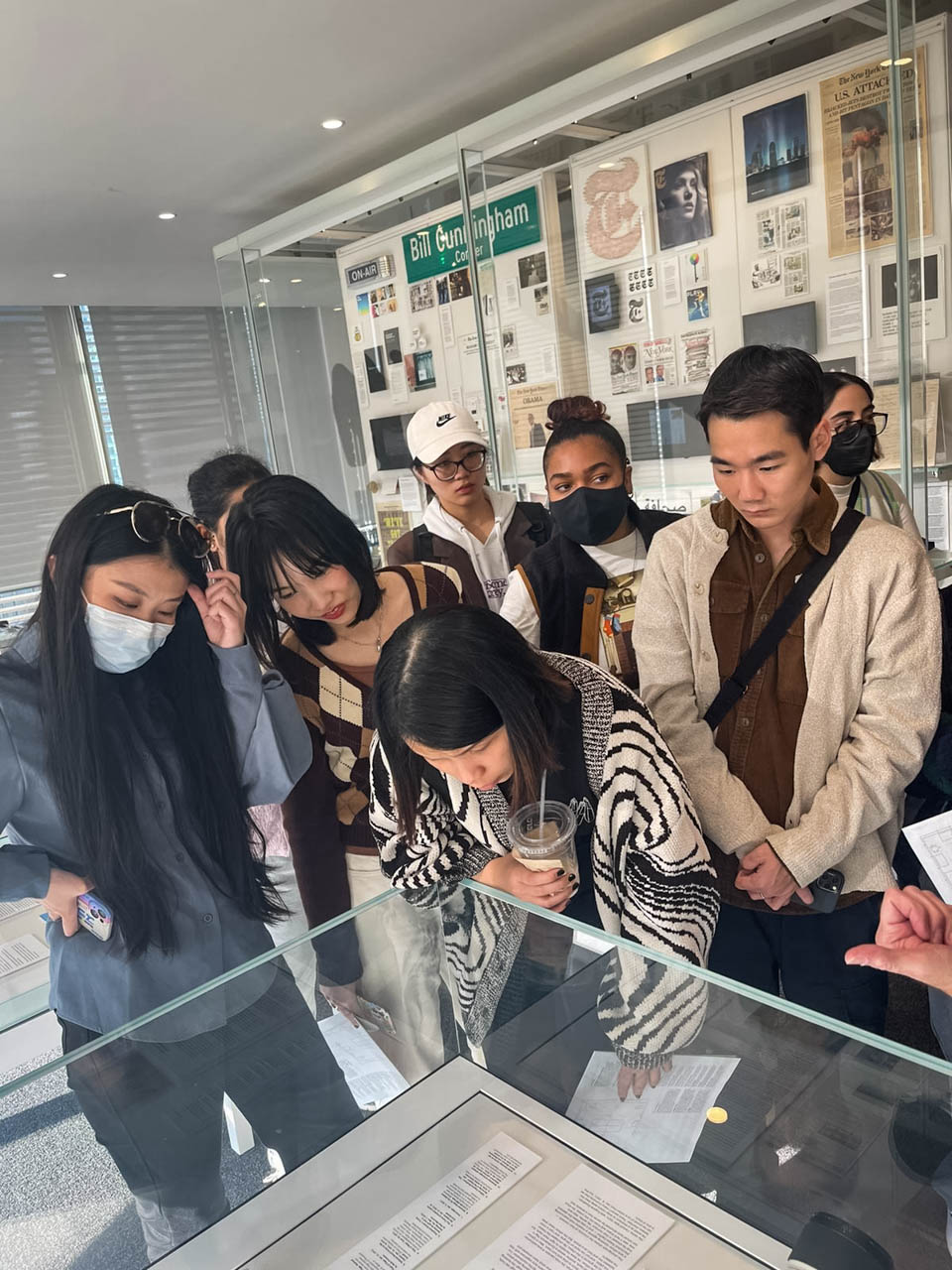 A group of student on a tour of the New York Times office