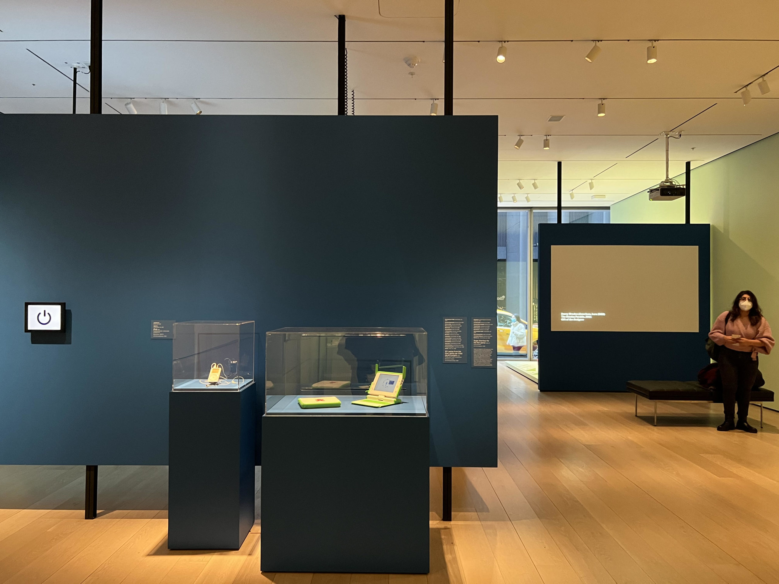 glass case exhibits at Museum of Modern Art