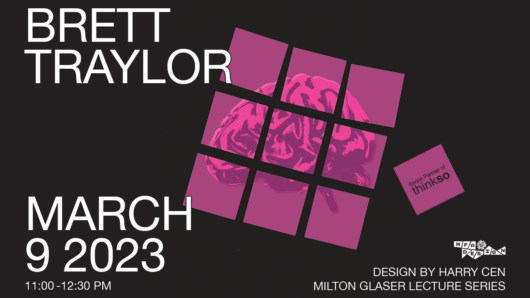 black and pink poster for Brett Traylor lecture