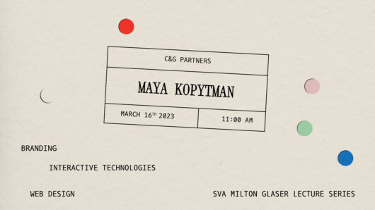 poster with punch-holes announcing Maya Kopytman lecture