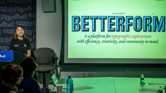 Woman at a podium delivering a presentation