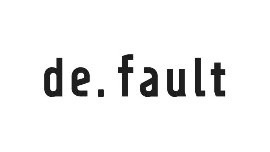 De.fault logo in black against white background