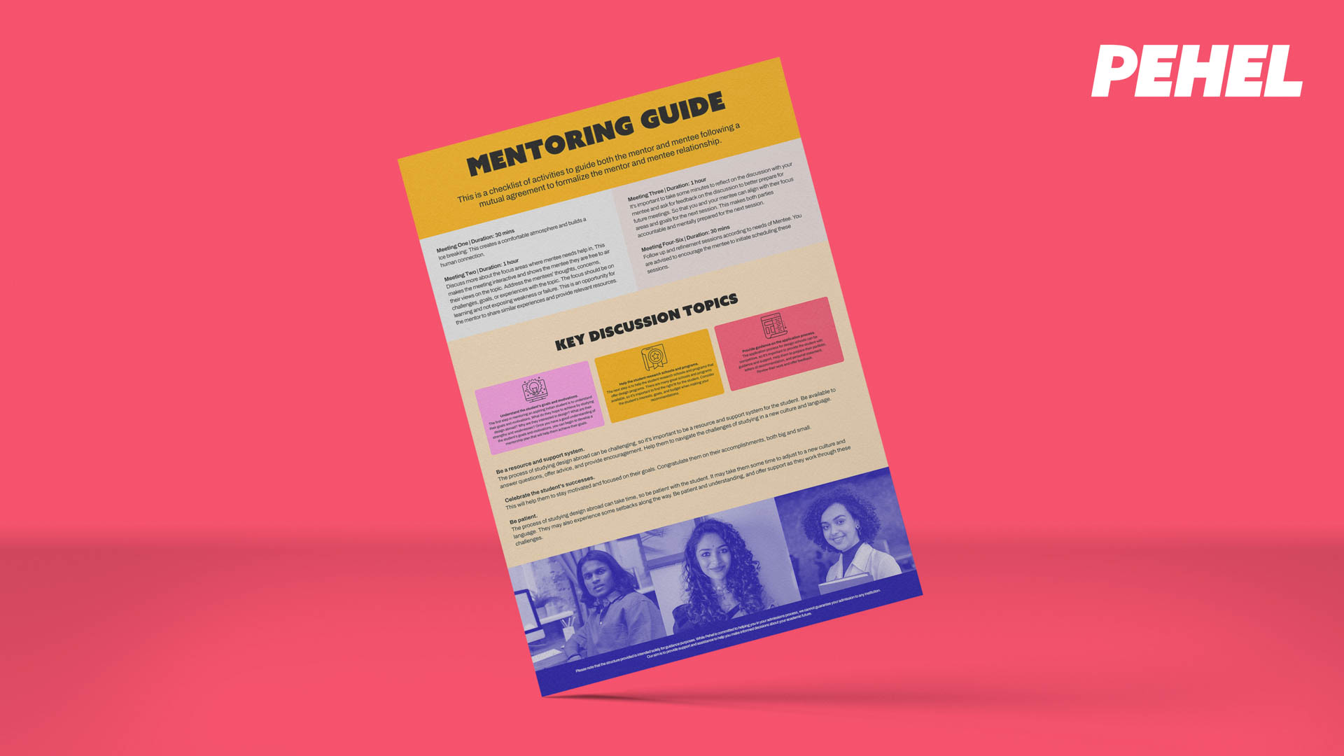 informational sheet about mentoring guide for Pehel app