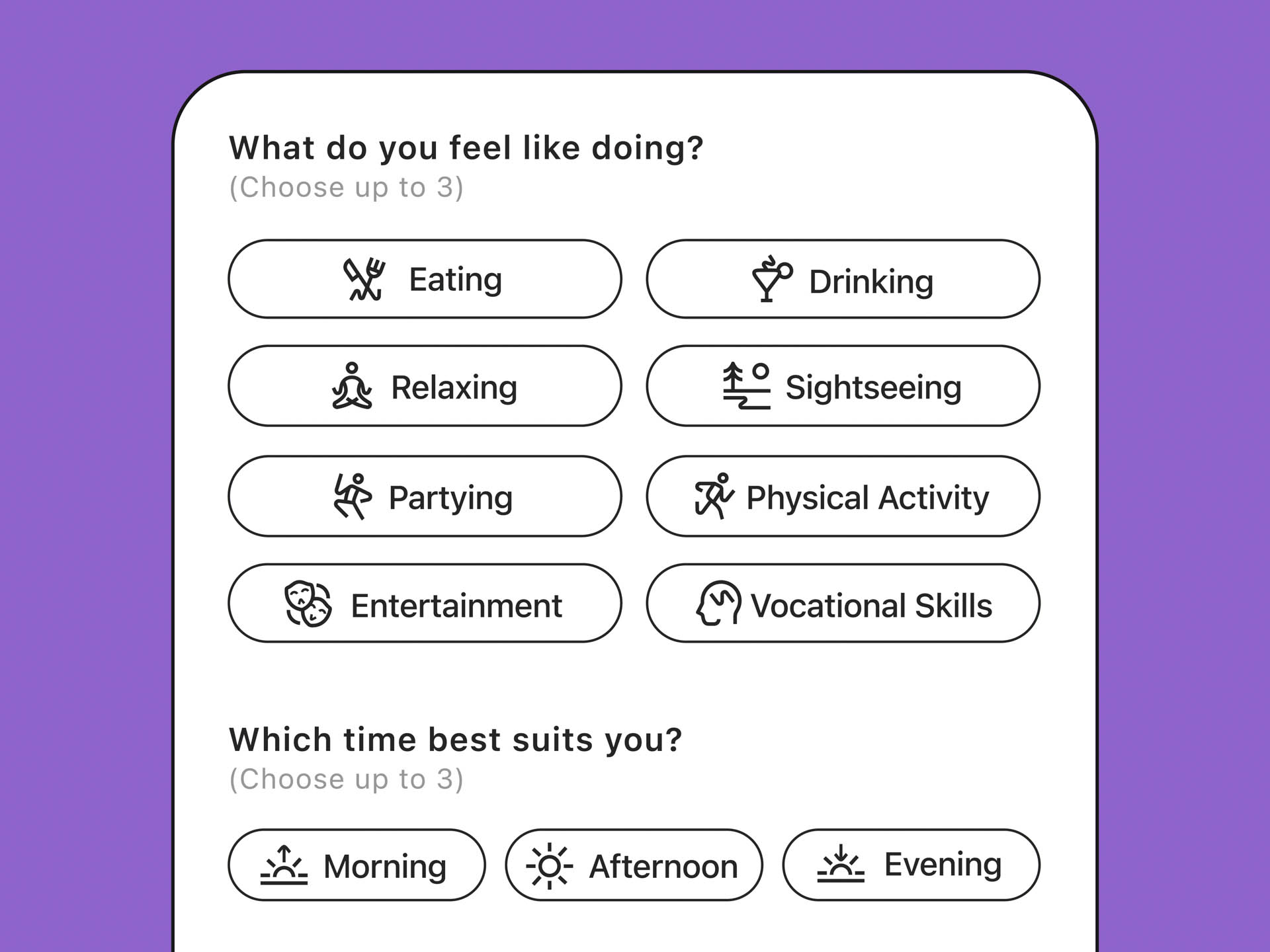 activity screen for the Marra app