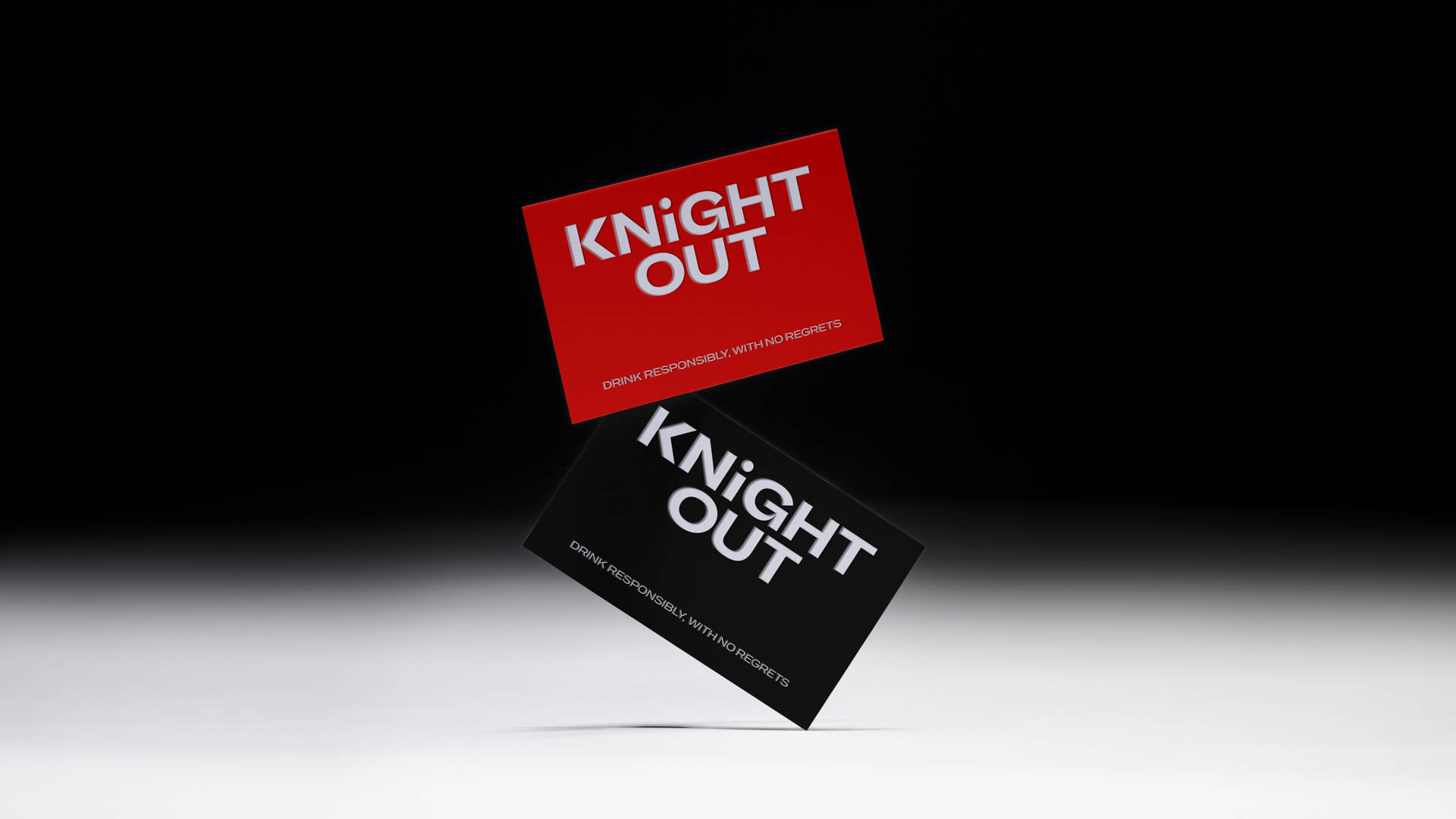 two floating pieces of paper that say Knight Out