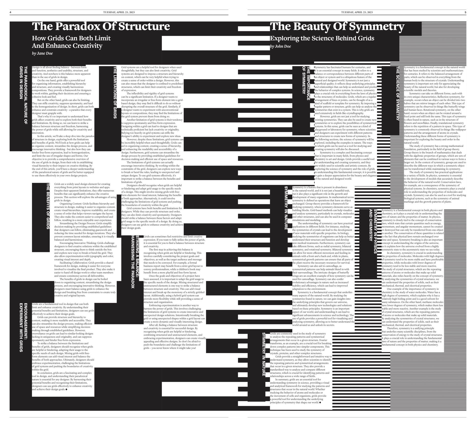 graphic type design with very large and very small fonts