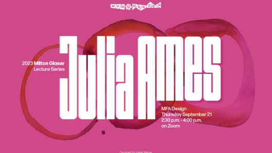 colorful poster for guest lecturer Julia Ames