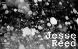 Black and white announcement poster for Jesse Reed, guest lecturer