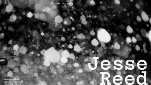 Black and white announcement poster for Jesse Reed, guest lecturer