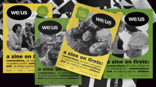 examples of a zine with the We/Us thesis venture logo