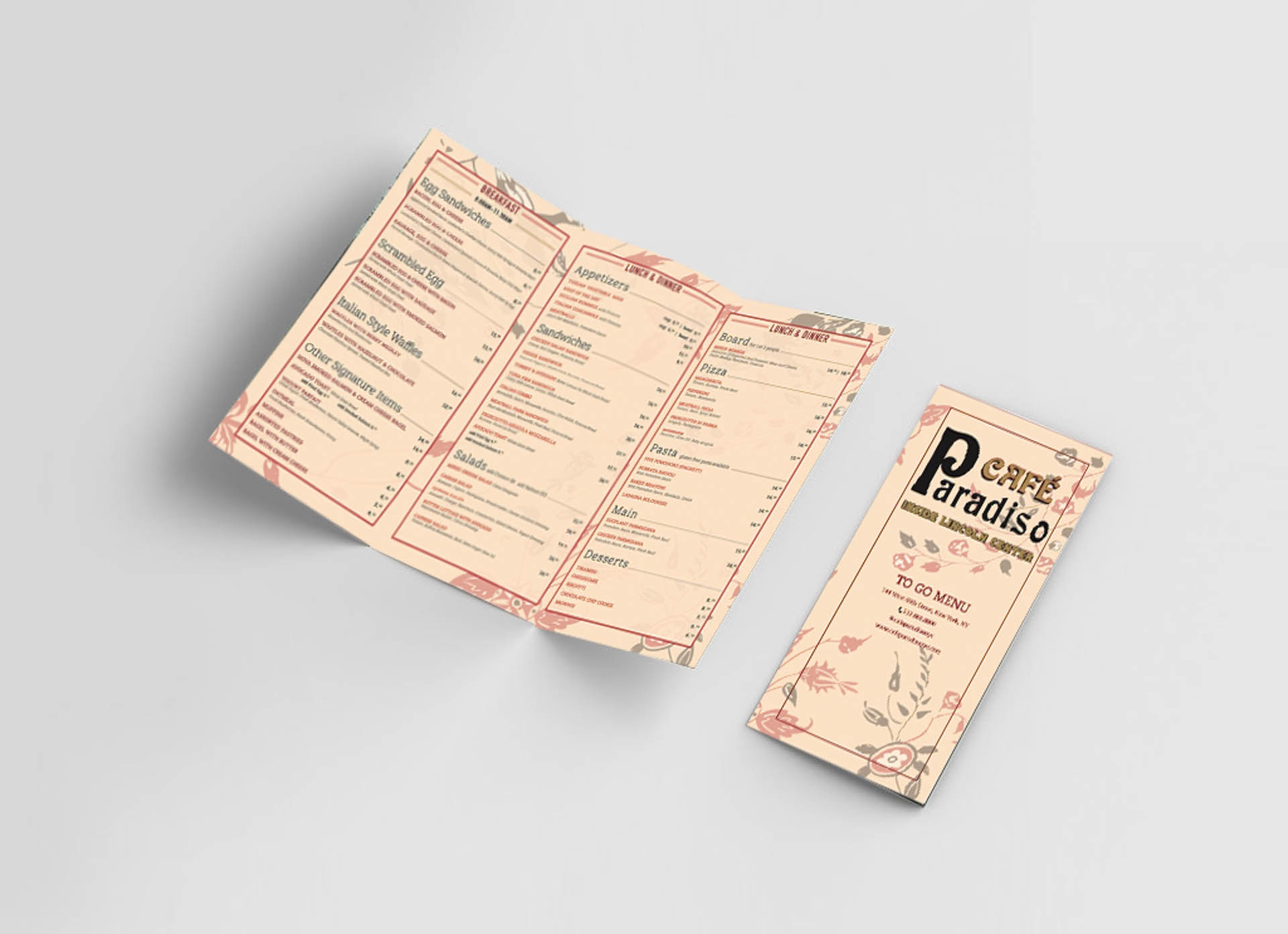 a restaurant menu