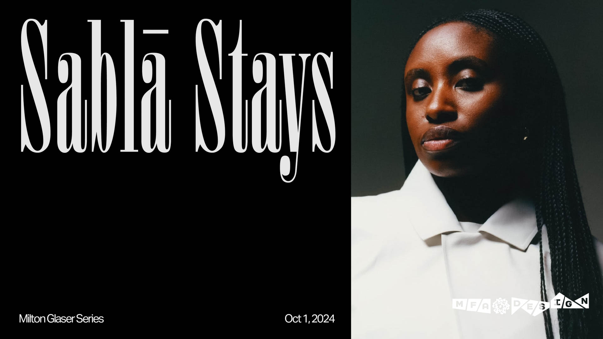 Poster for guest lecturer Sabla Stays, portrait